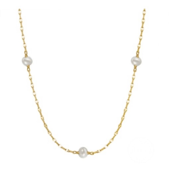 18k Gold Plated Over 925 Sterling Silver Freshwater Pearl Necklace - Picture 5 of 6